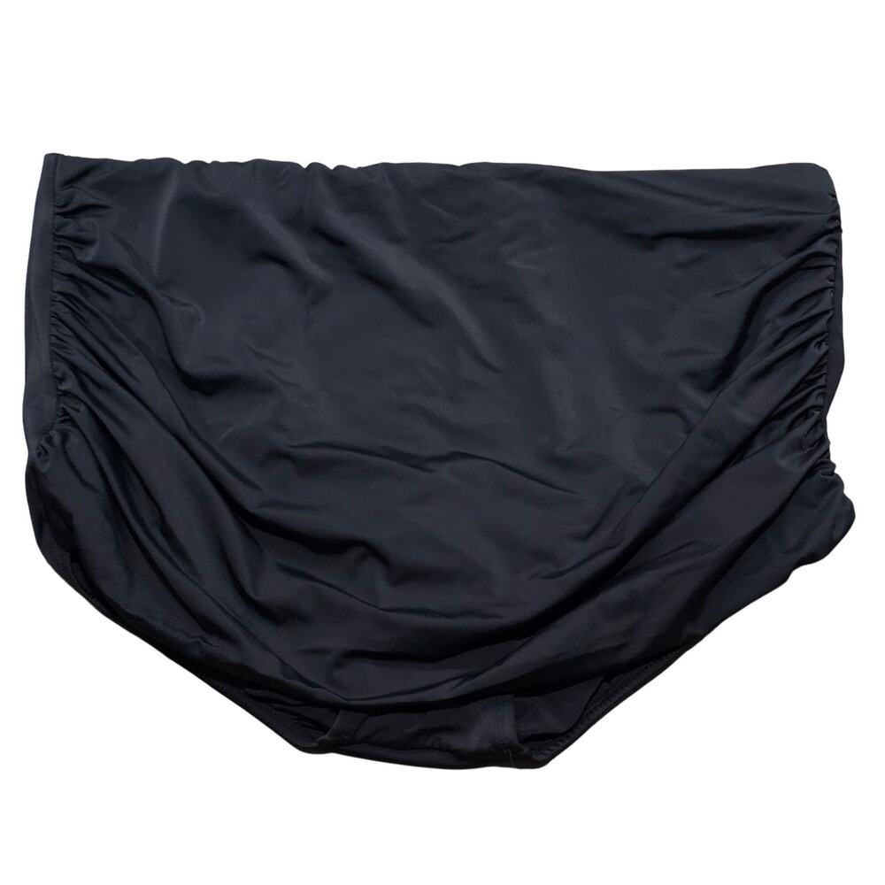 Avenue Black Side Ruched Full Coverage Bikini Swim Bottoms